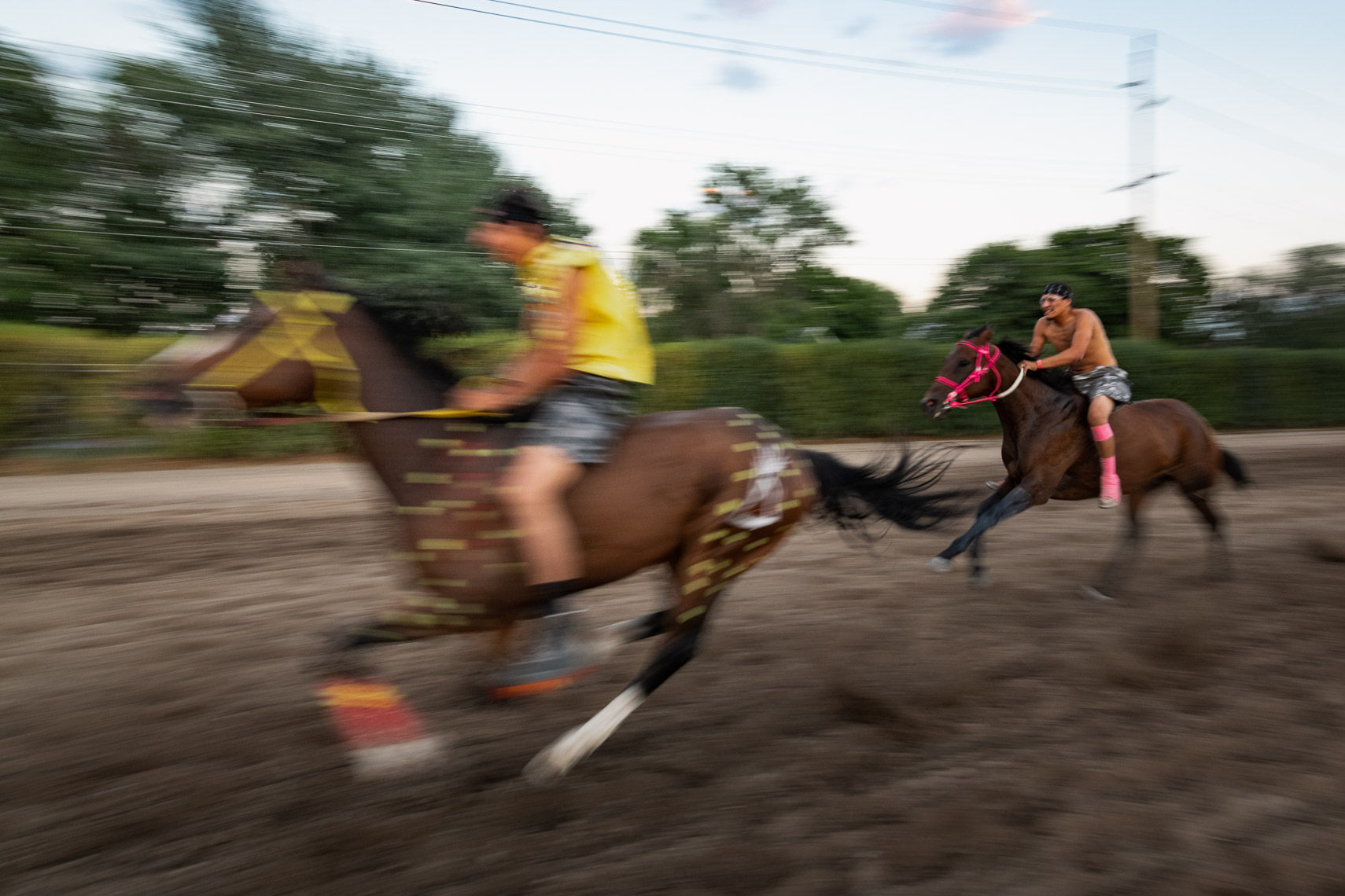 Indian Relay Riders, Pink and Yellow